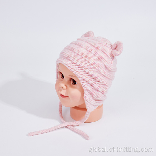 Knitted Hat For Kids Pink color ODM knitted hat for girl Factory